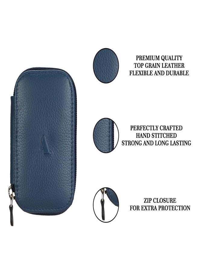 Adamis Genuine Leather Keychain Holder Pouch, Key Case, Soft Strong and Compact Organizer and Wallet with Zip Closure for Extra Safety and Key Holder 6 Hooks W55 Blue, Size 6 x 11 cm - Image 3