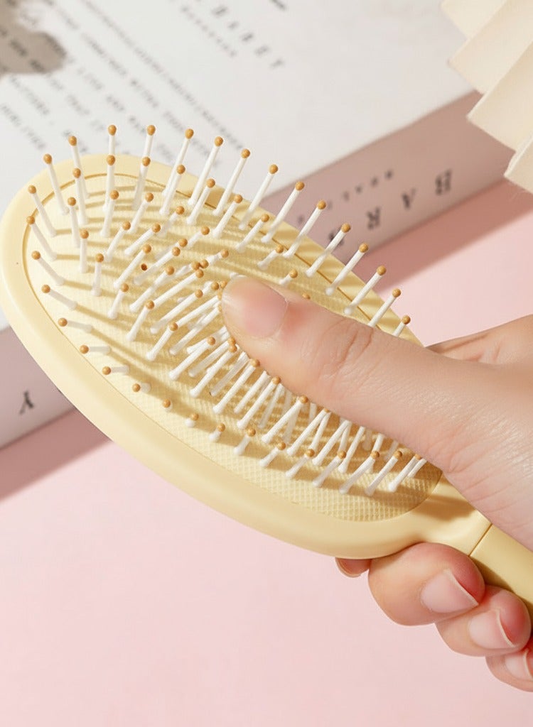 مجموعة فرشاة شعر، مجموعة من 5 قطع من فرشاة الشعر وأمشاط الشعر مع دبابيس نايلون لفك التشابك، أمشاط شعر مبطنة بفرشاة جافة ورطبة للنساء والرجال والأطفال - Image 5