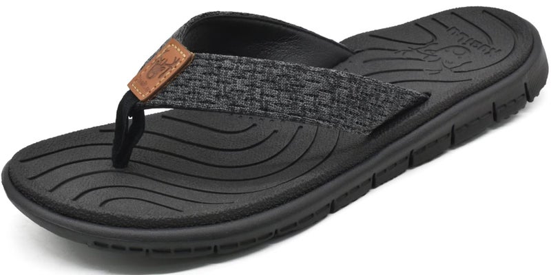 KuaiLu Womens Casual Flip Flops Comfortable Yoga Mat Arch Support Memory Foam Comfort Cushion Summer Beach Pool Slip on Walking Thong Sandals Ladies Orthotic Recovery Plantar Fasciitis Black Size 9 - Image 1