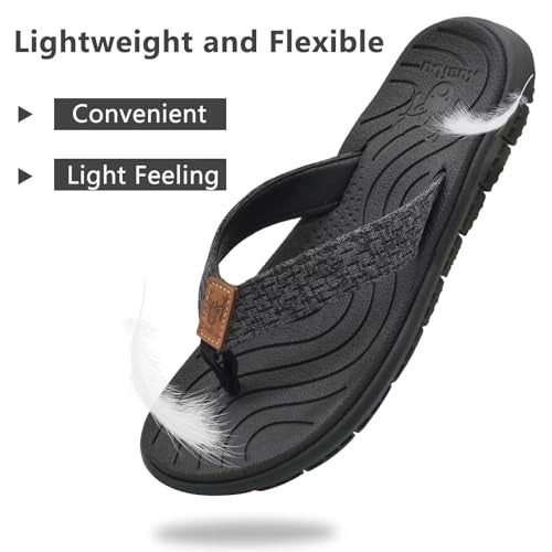 KuaiLu Womens Casual Flip Flops Comfortable Yoga Mat Arch Support Memory Foam Comfort Cushion Summer Beach Pool Slip on Walking Thong Sandals Ladies Orthotic Recovery Plantar Fasciitis Black Size 9 - Image 4
