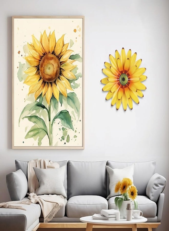 hogardeck Sunflower Decor 11" Metal Flower Wall Decor for Indoor Outdoor, Sunflower Kitchen Decor Floral Metal Wall Art, Sunflower Wall Decor for Bathroom, Living Room, Porch, Garden, Yard, Backyard - Image 3