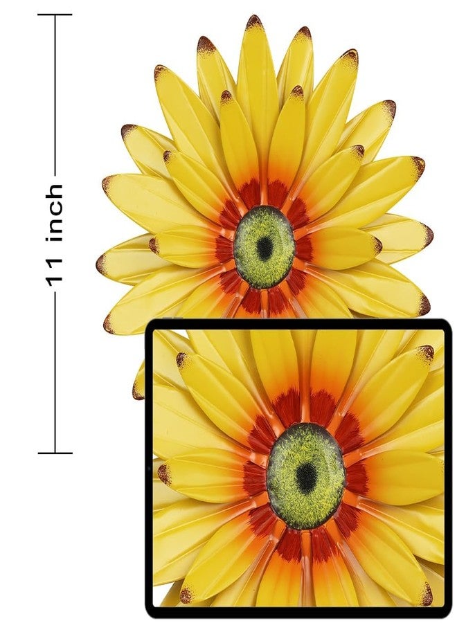 hogardeck Sunflower Decor 11" Metal Flower Wall Decor for Indoor Outdoor, Sunflower Kitchen Decor Floral Metal Wall Art, Sunflower Wall Decor for Bathroom, Living Room, Porch, Garden, Yard, Backyard - Image 2