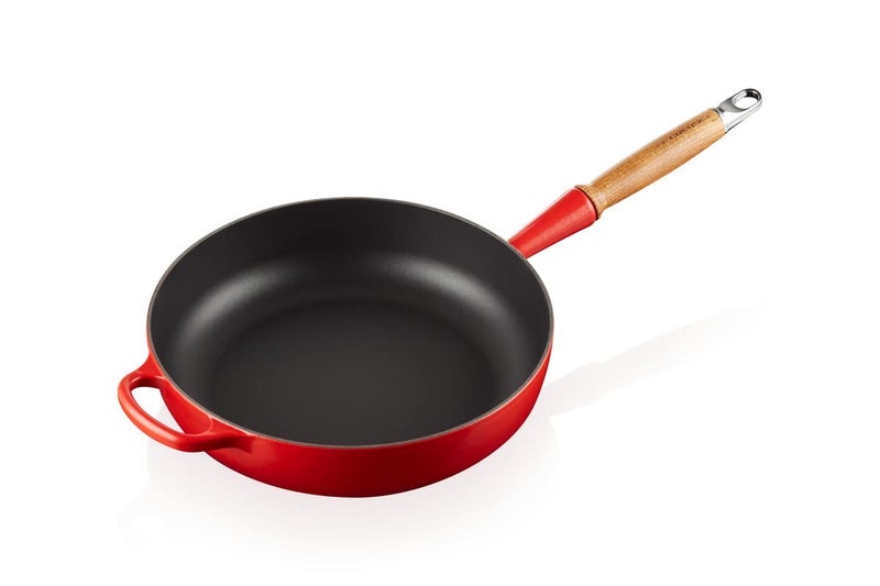 Le Creuset Signature Cast Iron Saute Pan With Wooden Handle 28cm Cerise 20259280600422
