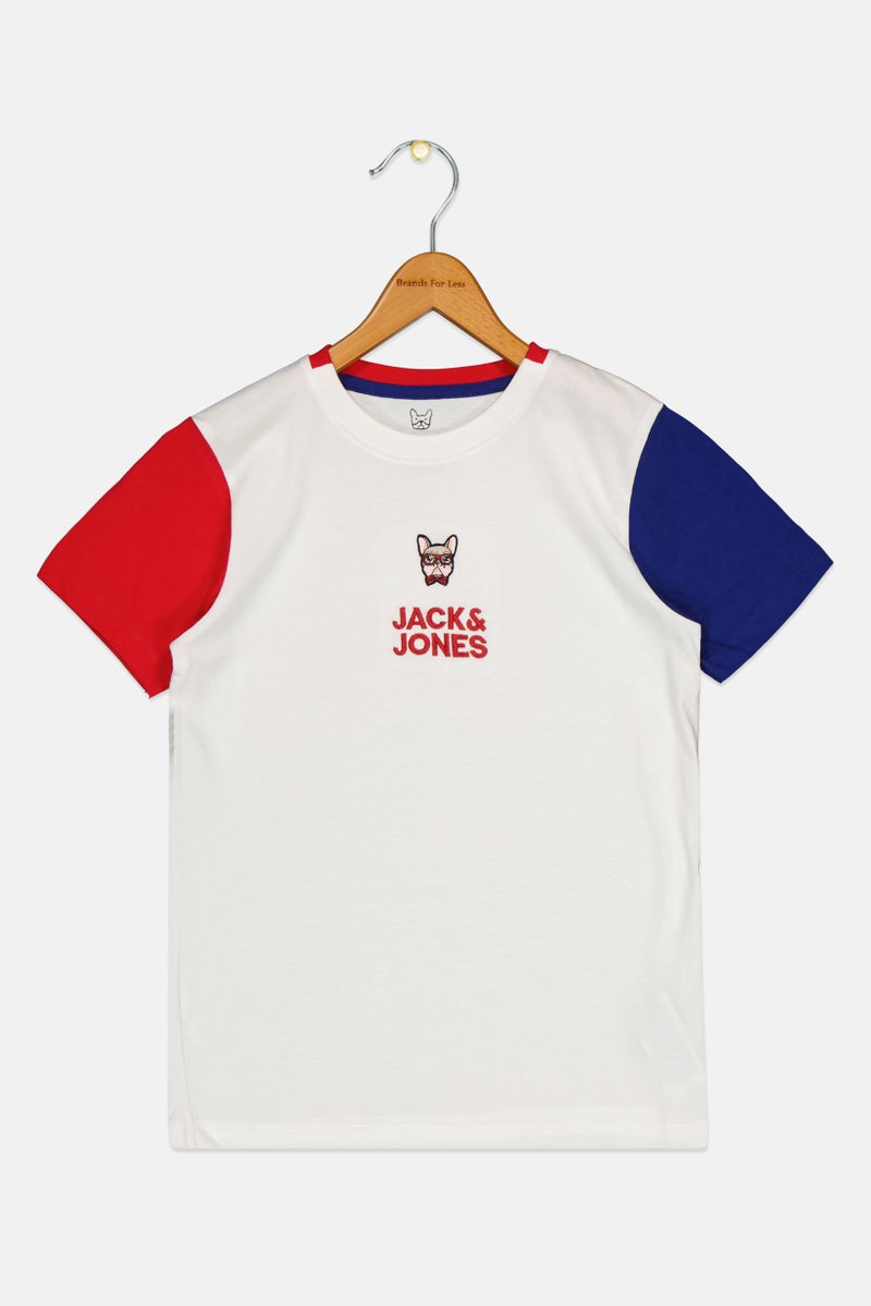 JACK & JONES Kids Boy Short Sleeve Graphic Print T Shirt, White - Image 2