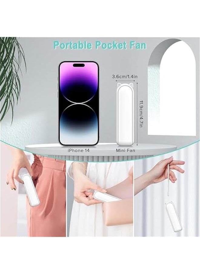 HOOKOR Portable Small Pocket Fan - Handheld Foldable Fan - Quiet Personal Fan Speed Adjustable for Stylish Kids Girls Women - Indoor Outdoor Travel (White)  - Image 4