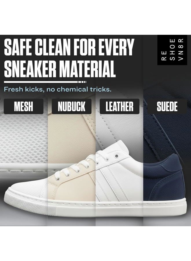 Reshoevn8r Essential Kit White Sneaker Shoe Cleaner Suede Canvas Leather Mesh Knit Nubuck 4oz Solution 1 Towel 3 Brushes, Clear, All - Image 2