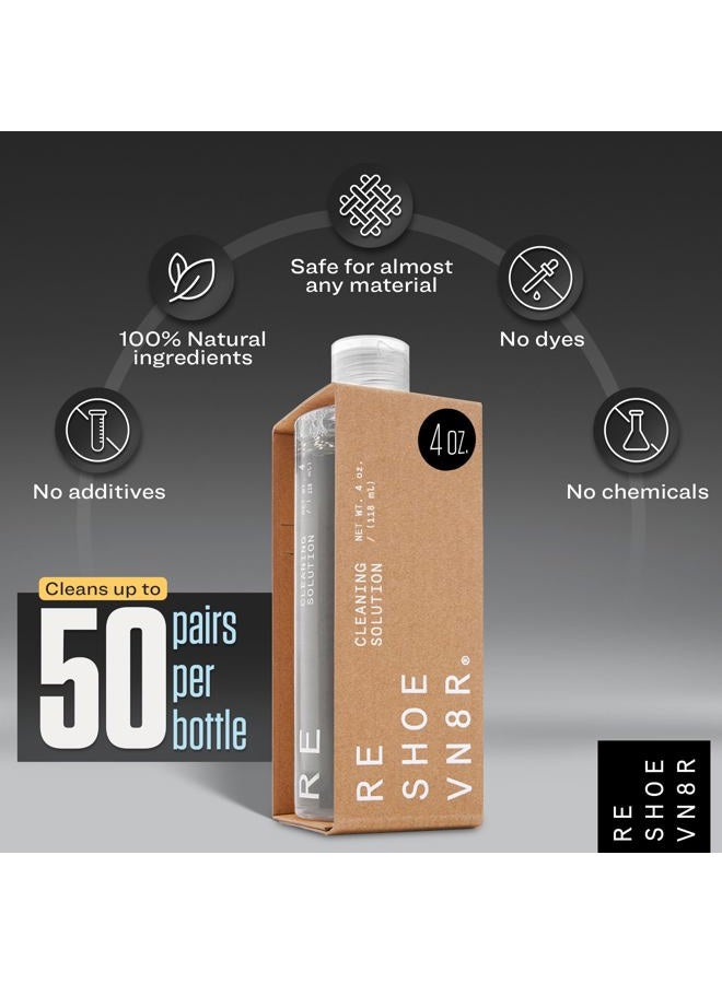 Reshoevn8r Essential Kit White Sneaker Shoe Cleaner Suede Canvas Leather Mesh Knit Nubuck 4oz Solution 1 Towel 3 Brushes, Clear, All - Image 5