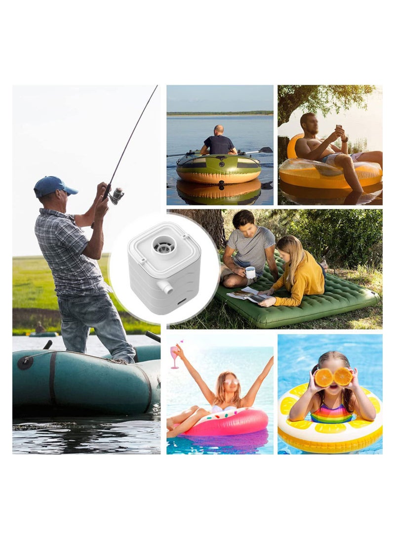 KASTWAVE Air Pump for Inflatables, Electric Air Pump with Camping Light, USB Rechargeable Ultra-Mini Inflator/Deflator Pump with 5 Nozzles for Air Mattress Beds, Swimming Ring, Pool Floats/Toys(White)  - Image 4