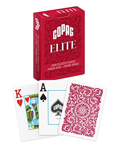 Copag Elite 100% Plastic Playing Cards, Poker Size Jumbo Index Single Deck (Red) - Image 1