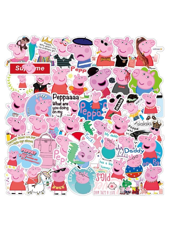 NIBEMINENT 100 Pcs Little Pig Pecchi Deco Kit Waterproof Stickers, High Definition Printing Bright Colors, Suitable for Laptop Skateboard Luggage Water Bottle Guitar DIY - Image 2