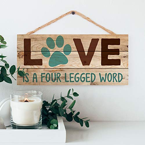 P. Graham Dunn Love is a Four Legged Word Pet Paw 5 x 10 Wood Plank Design Hanging Sign - Image 2