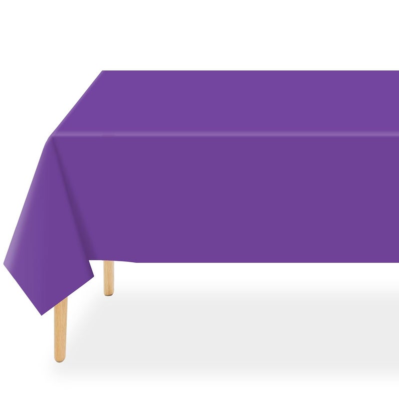 QIKSION Purple Plastic Table Cloth Disposable 2 Pack, 54 x 108 Inch Tablecloths for Party, Birthday, Graduation, Halloween Decorations, Rectangle Table Cover - Image 1