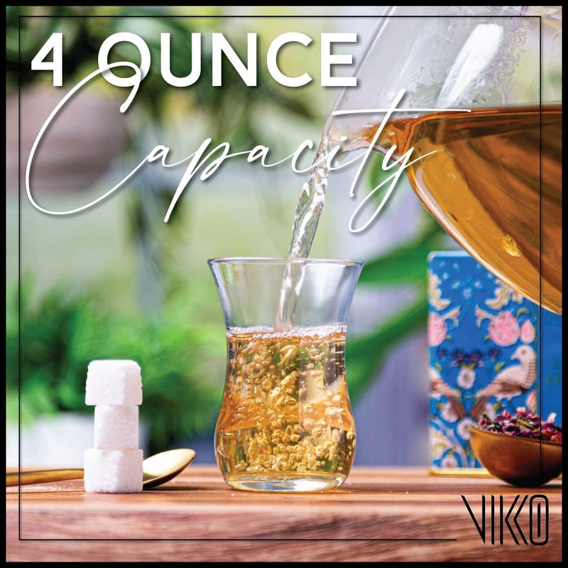 Vikko Teacups, Turkish Tea Glasses, Set of 6 Authentic Turkish Tea Cups, 4 Ounce Tea Glass - Image 5