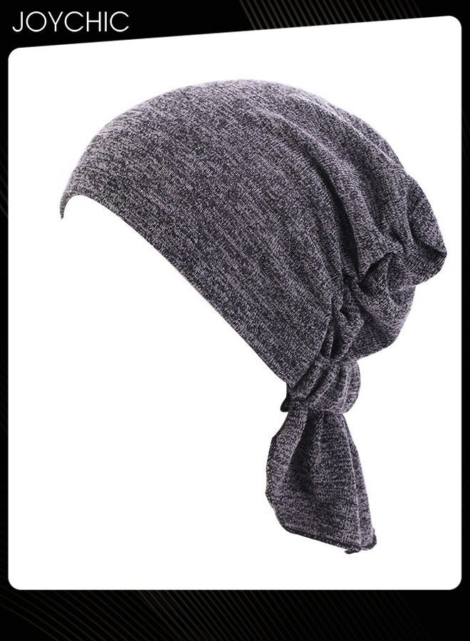 Joychic Chemo Stretchy Soft Cotton Hat Turban Cap Cover Hair Loss Head Scarf Wrap Pre-Tied Headwear Strech Bandana for Women Dark Grey - Image 2