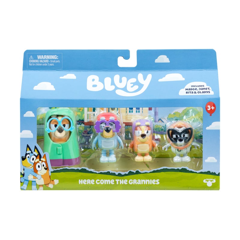 BLUEY 4-Figure Pack – Here Come The Omis, Movable Kids Toys with Accessories, 6–7.6 cm Figures, Play Scenes from Grandma Episode, Collectible Playset for Boys & Girls - Image 1
