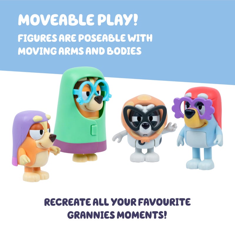 BLUEY 4-Figure Pack – Here Come The Omis, Movable Kids Toys with Accessories, 6–7.6 cm Figures, Play Scenes from Grandma Episode, Collectible Playset for Boys & Girls - Image 4