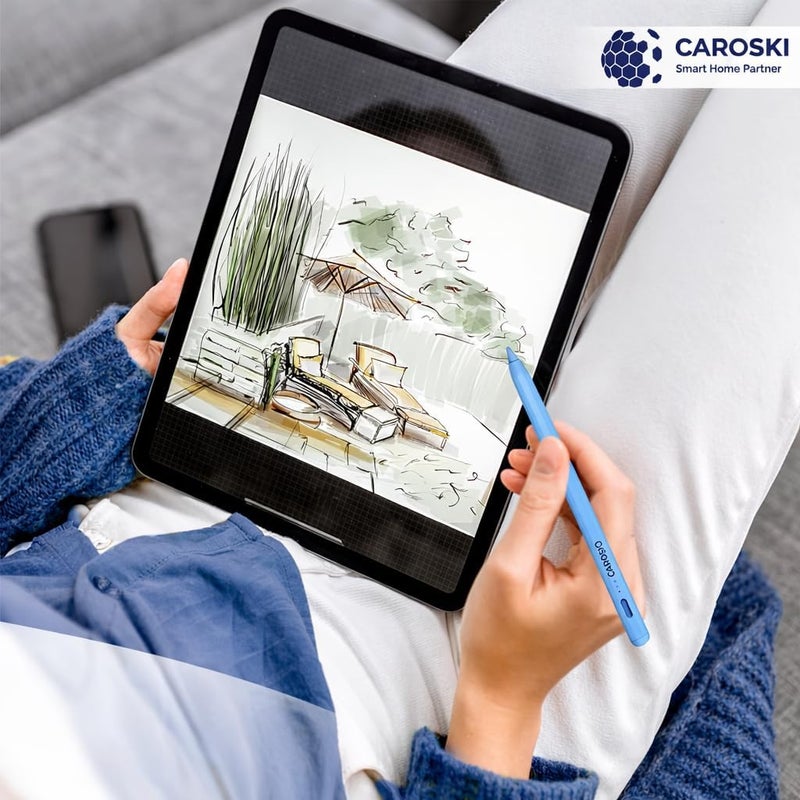 كاروسكي قلم ستايلس لجهاز iPad مع رفض راحة اليد ونقاط إضافية، قلم نشط دقيق متوافق مع iPad Pro Air Mini، تشغيل سريع، بطارية طويلة الأمد، تصميم مغناطيسي، قلم ستايلس مع كابل شحن USB-C (أزرق) - Image 3
