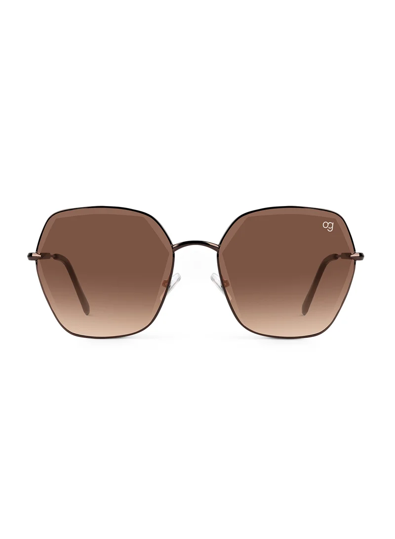 Woggles Latest & Stylish UV Protected Brown Hexagonal Sunglasses for Women