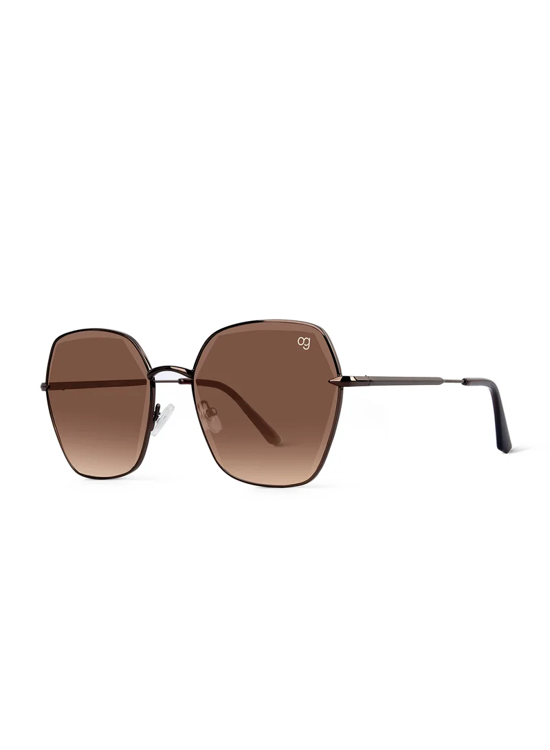 Woggles Latest & Stylish UV Protected Brown Hexagonal Sunglasses for Women