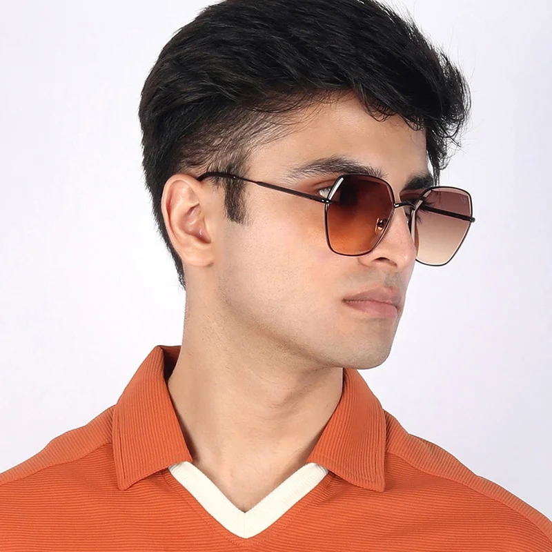 Woggles Latest & Stylish UV Protected Brown Hexagonal Sunglasses for Women