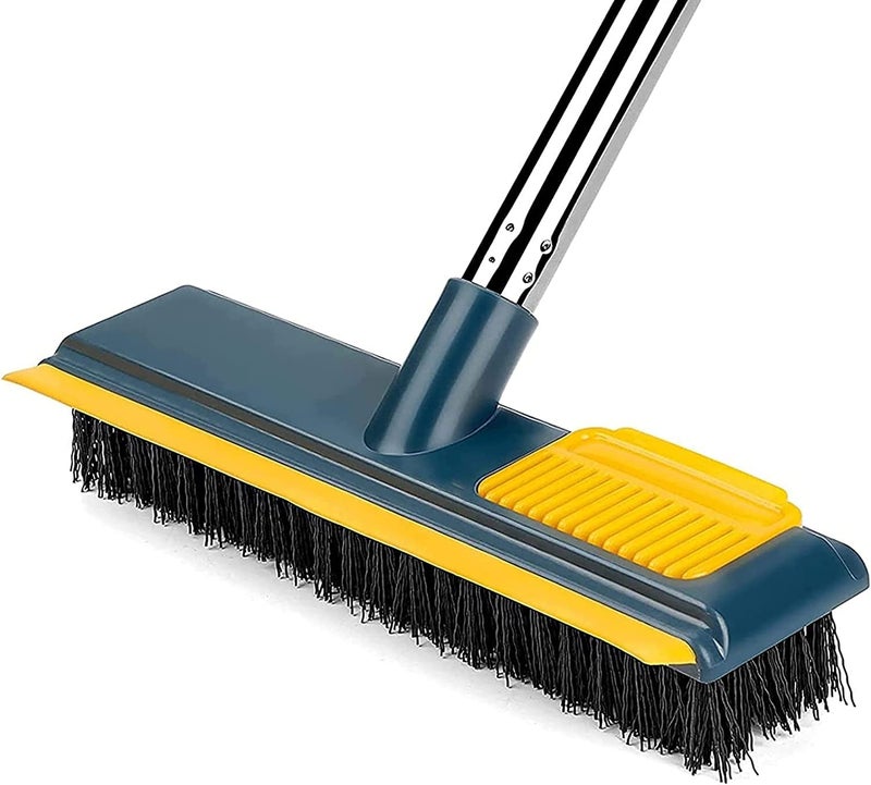 Suicune 2 in 1 Push Broom Floor Brush Scrubbing Brush Floor Scrub Brush with Long Handle Stiff Cleaning Brush Tub and Tile Brush for Cleaning Bathroom Patio Kitchen Wall and Deck