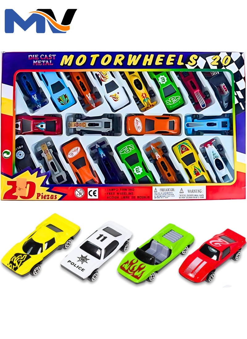 MAGIC VAULT 20 Pcs Diecast Toy Vehicles Playset, Durable Diecast Mini Racer Cars in Assorted Designs, Cool Birthday Party Favors for Kids, Best Birthday Gift for Boys and Girls  - Image 1