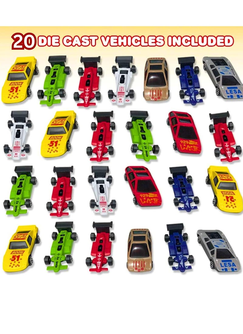 MAGIC VAULT 20 Pcs Diecast Toy Vehicles Playset, Durable Diecast Mini Racer Cars in Assorted Designs, Cool Birthday Party Favors for Kids, Best Birthday Gift for Boys and Girls  - Image 2