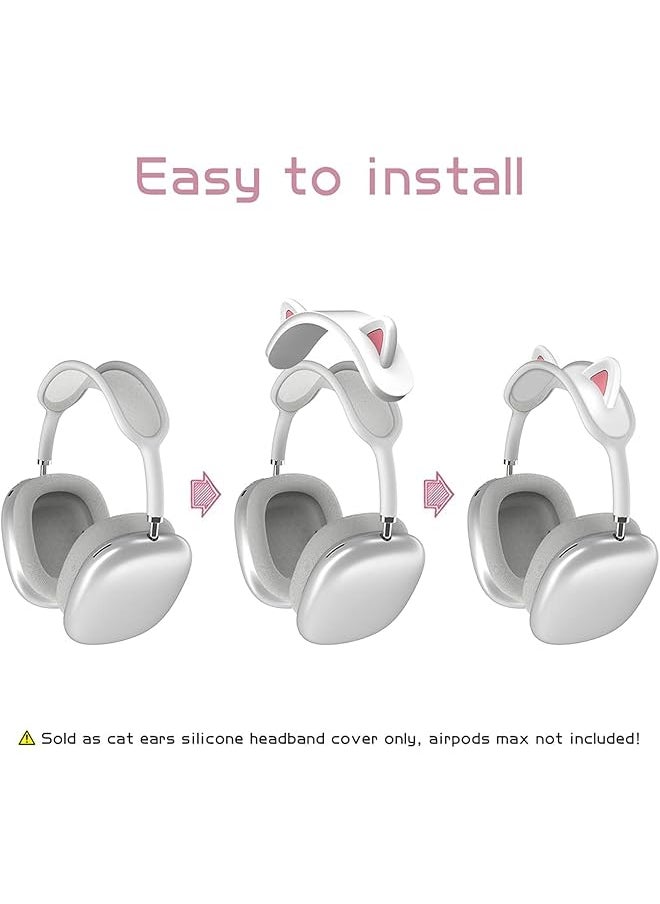 erorex - Cute Cat Ears Headband Cover For Airpods Max Soft Silicone Headphone Headband Protectors Comfort Cushion And Top Pad Protector Sleeve Compatible With Airpods Max - Image 1