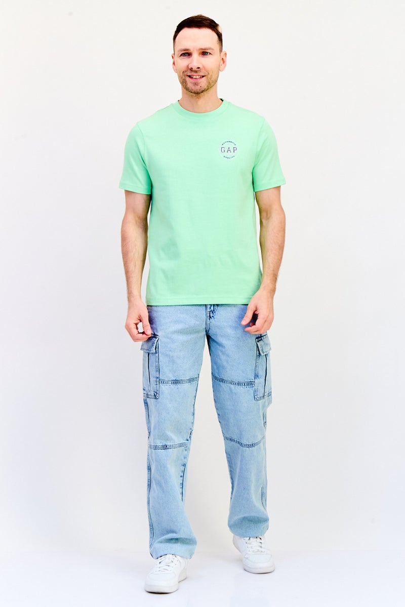 GAP Men Crew Neck Short Sleeve Brand Logo T-Shirt, Mint Green - Image 2