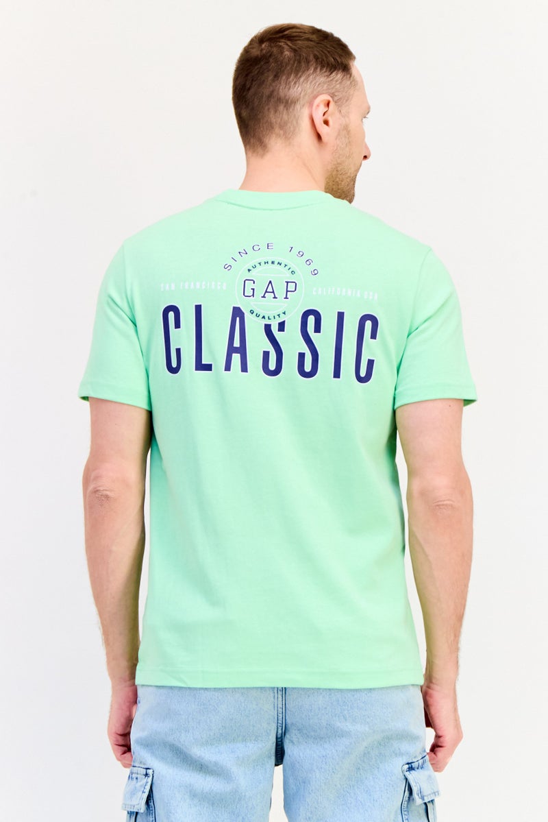 GAP Men Crew Neck Short Sleeve Brand Logo T-Shirt, Mint Green - Image 3