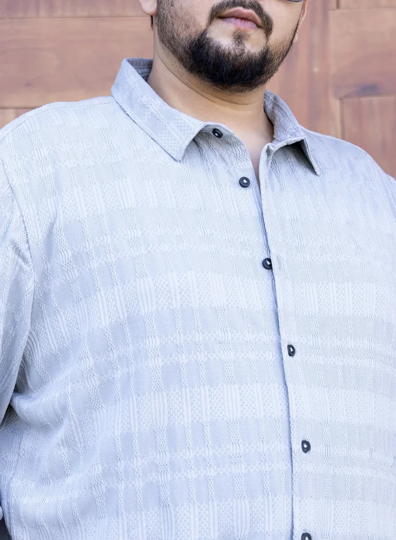 Instafab Plus  Instafab Plus Men's Baby Blue Braided-Knot Tactile Shirt For Casual Wear | Spread Collar | Long Cuffed Sleeves | Button Closure | Plus Size Shirt Crafted With Comfort Fit For Everyday Wear for Men | Best Price UAE