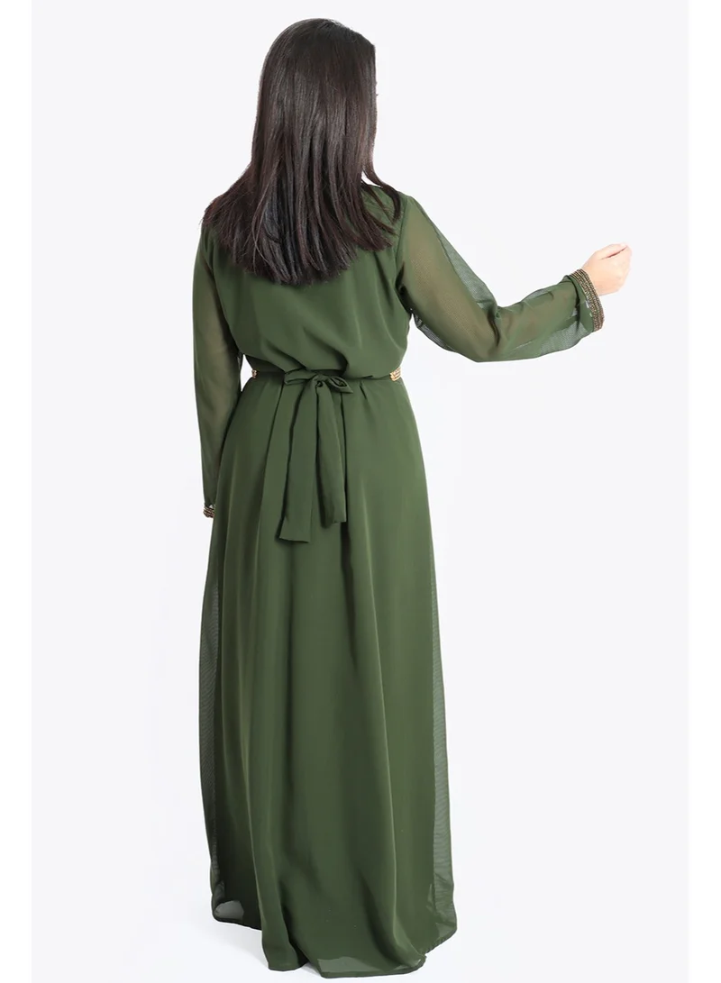 IKKXA Crystal Bliss Handcrafted Green Kaftan IKW9857