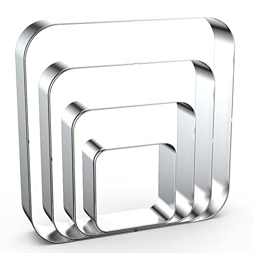 Rounded Square Cookie Cutter Set Large  5 Inch 4 Inch 3 Inch 2 Inch  Geometric Frame Plaque Cookie Cutters Shapes Molds  Stainless Steel