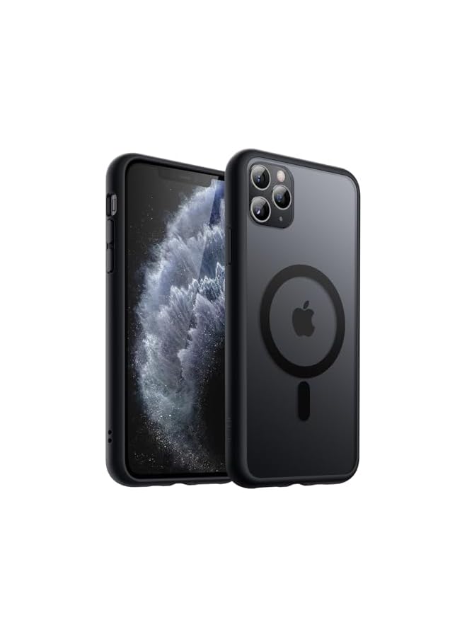 جي تيك حافظة JETech المغناطيسية لهاتف iPhone 11 Pro مقاس 5.8 بوصة متوافقة مع MagSafe، غطاء هاتف خلفي شفاف غير لامع مقاوم للصدمات (أسود) - Image 1