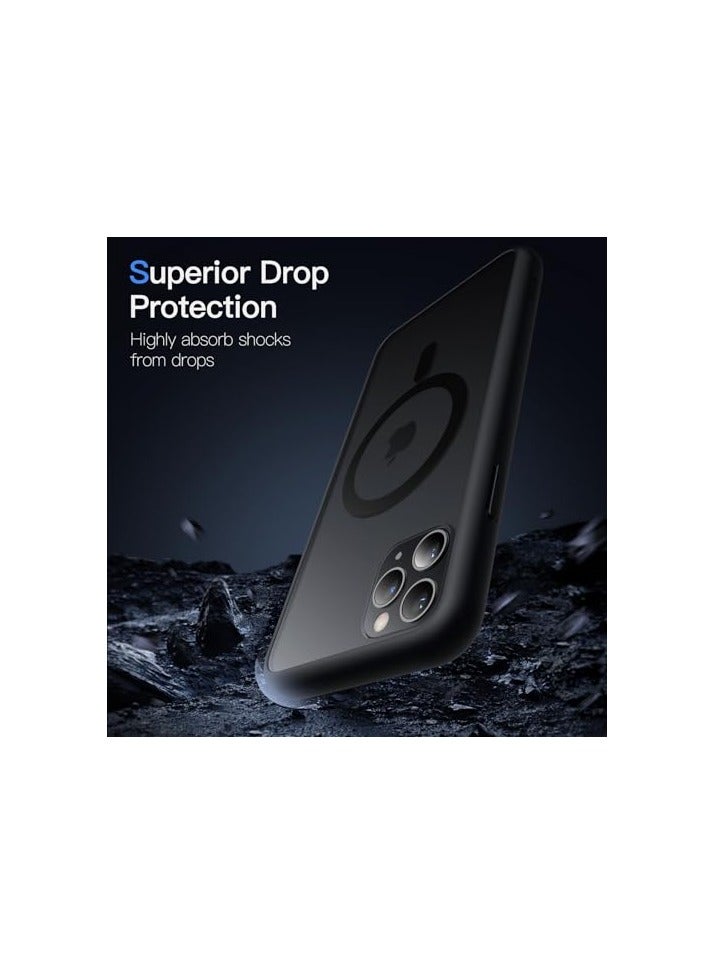 جي تيك حافظة JETech المغناطيسية لهاتف iPhone 11 Pro مقاس 5.8 بوصة متوافقة مع MagSafe، غطاء هاتف خلفي شفاف غير لامع مقاوم للصدمات (أسود) - Image 2