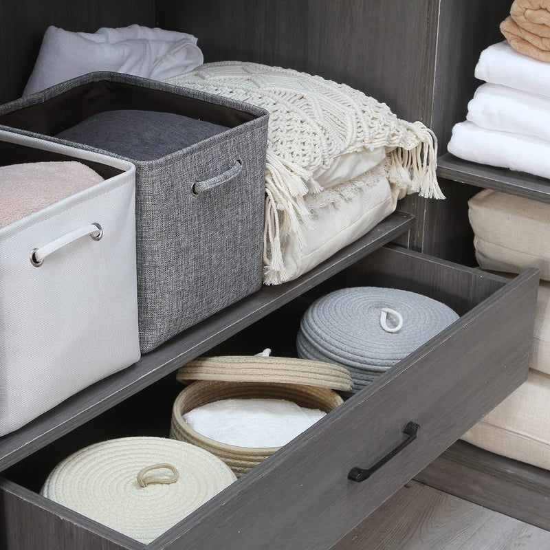 Sea Team Round Cotton Rope Storage Basket with Lid, Decorative Woven Storage Bin, Pot, Caddy, Organizer, Container for Snacks, Towels, Plants, 10 x 4.5 Inches (Small, Shallow, Cream) - Image 4