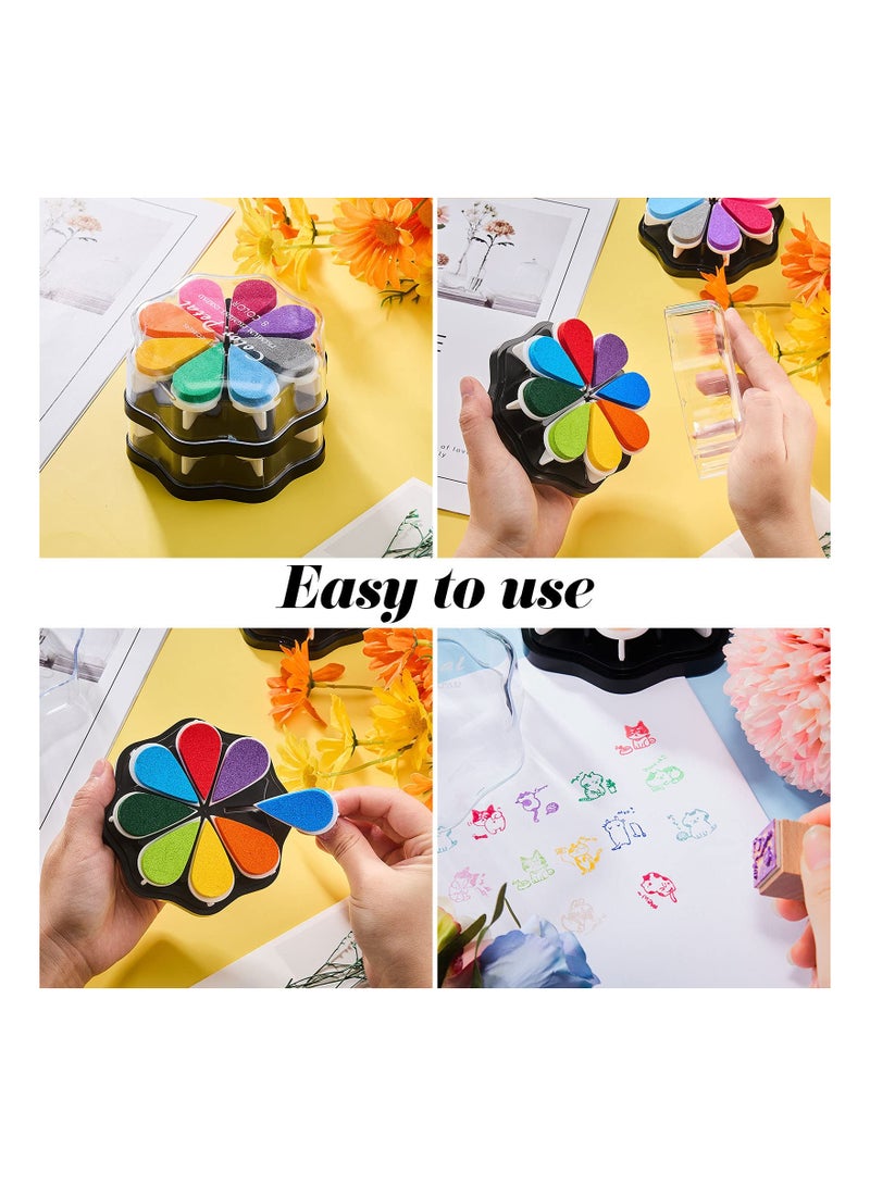 KASTWAVE 2 Boxes Stamp Ink Pad Petal Shape Craft Ink Pad Stamps Partner DIY Color, Finger Ink Stamp Pads for Kids, Rainbow Rubber Ink Pad for Card Making, Scrapbook, Painting - Image 4