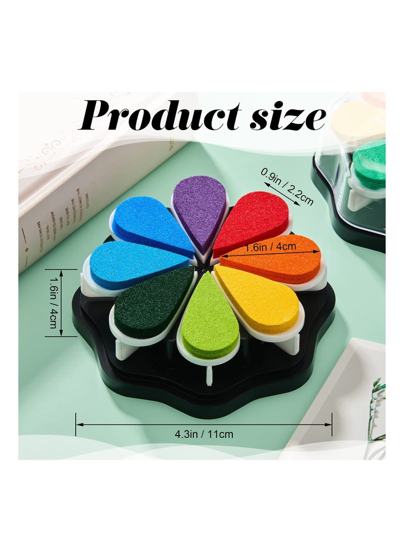 KASTWAVE 2 Boxes Stamp Ink Pad Petal Shape Craft Ink Pad Stamps Partner DIY Color, Finger Ink Stamp Pads for Kids, Rainbow Rubber Ink Pad for Card Making, Scrapbook, Painting - Image 2