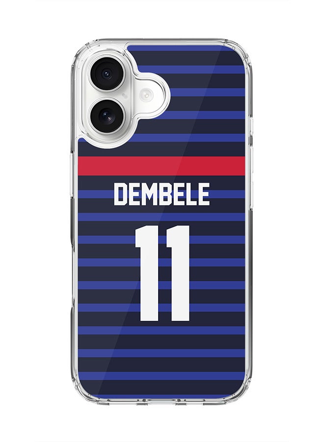 Stylizedd Classic Clear MagSafe Case for iPhone 17 , Hybrid Soft Case Flexible Edges Anti Drop TPU PC Gel Thin Transparent Cover [ Designed for iPhone 17 ] - Football Team - France, Player Name - Dembele