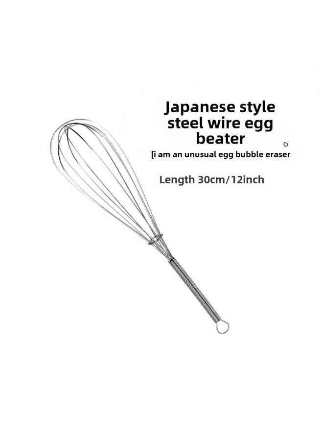 Generic Mini Manual Egg Beater Spring Handle 430 Stainless Steel Small Egg Mixer Cream Whisk Kitchen Utensils For Daily Use-Color:30cm 12 Inch  - Image 1