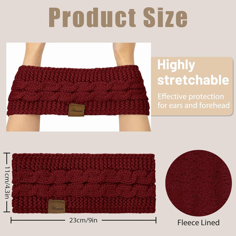 YSense Winter Headbands for Women, Ear Warmer Headband Womens Cable Knit Fleece Lined Ear Warmers Stocking Stuffers Gifts - Image 4