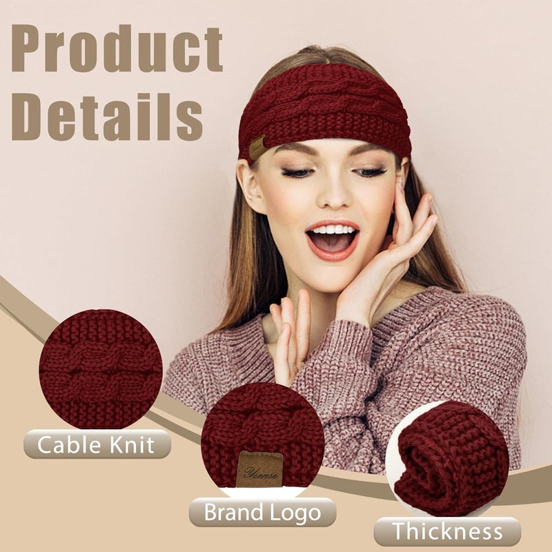 YSense Winter Headbands for Women, Ear Warmer Headband Womens Cable Knit Fleece Lined Ear Warmers Stocking Stuffers Gifts - Image 2