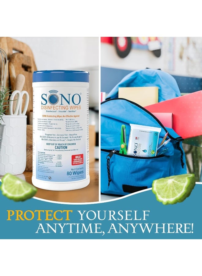 SONO SONO Disinfecting Wipes - 160 Count (Pack of 2) + Sanitizer, Alcohol-Free, No Bleach, Medical-Grade, Multi-Surface Cleaning for Home, School, Office  - Image 3