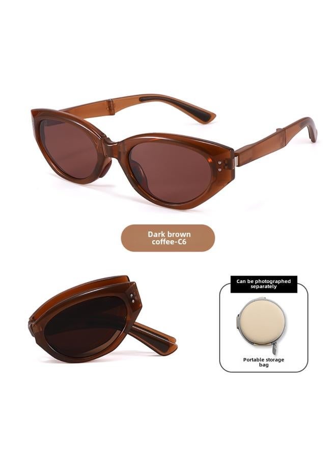 Generic Foldable Sunglasses Women's Uv-proof Summer Simple Fashion Lightweight Folding Face-looking Small Glasses 