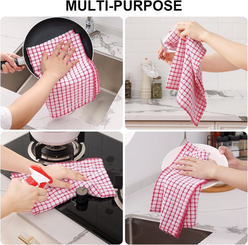 Kitinjoy Cotton 6 Pack Terry Kitchen Towels 16 x 25 Inches Super Soft and Absorbent Dish Towels Quick Drying Hand Towels for Kitchen Drying Red - Image 4