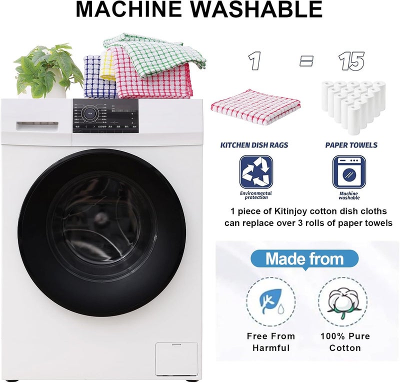 Kitinjoy Cotton 6 Pack Terry Kitchen Towels 16 x 25 Inches Super Soft and Absorbent Dish Towels Quick Drying Hand Towels for Kitchen Drying Red - Image 5