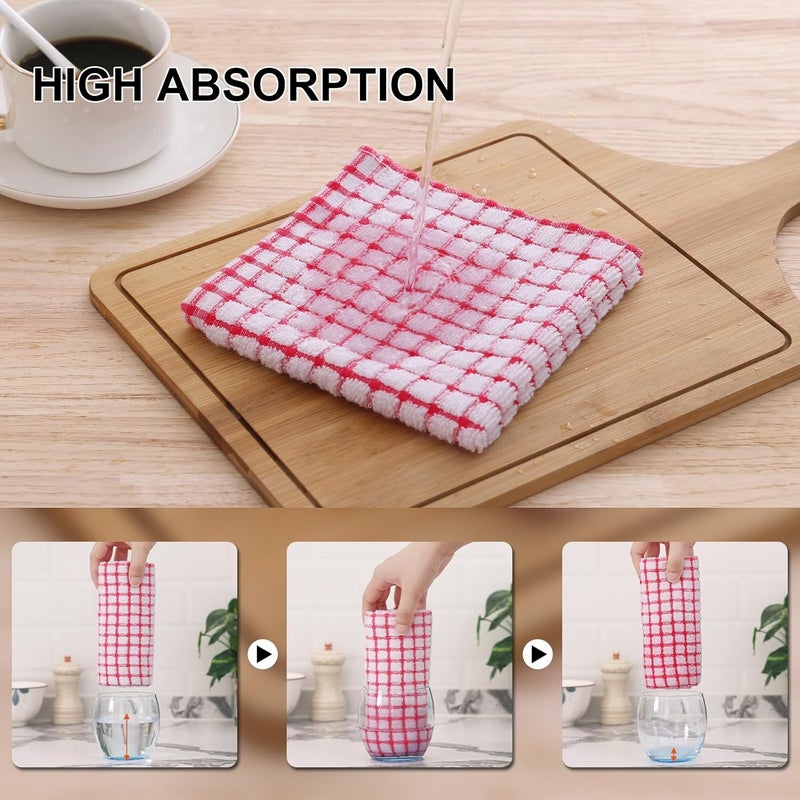 Kitinjoy Cotton 6 Pack Terry Kitchen Towels 16 x 25 Inches Super Soft and Absorbent Dish Towels Quick Drying Hand Towels for Kitchen Drying Red - Image 3