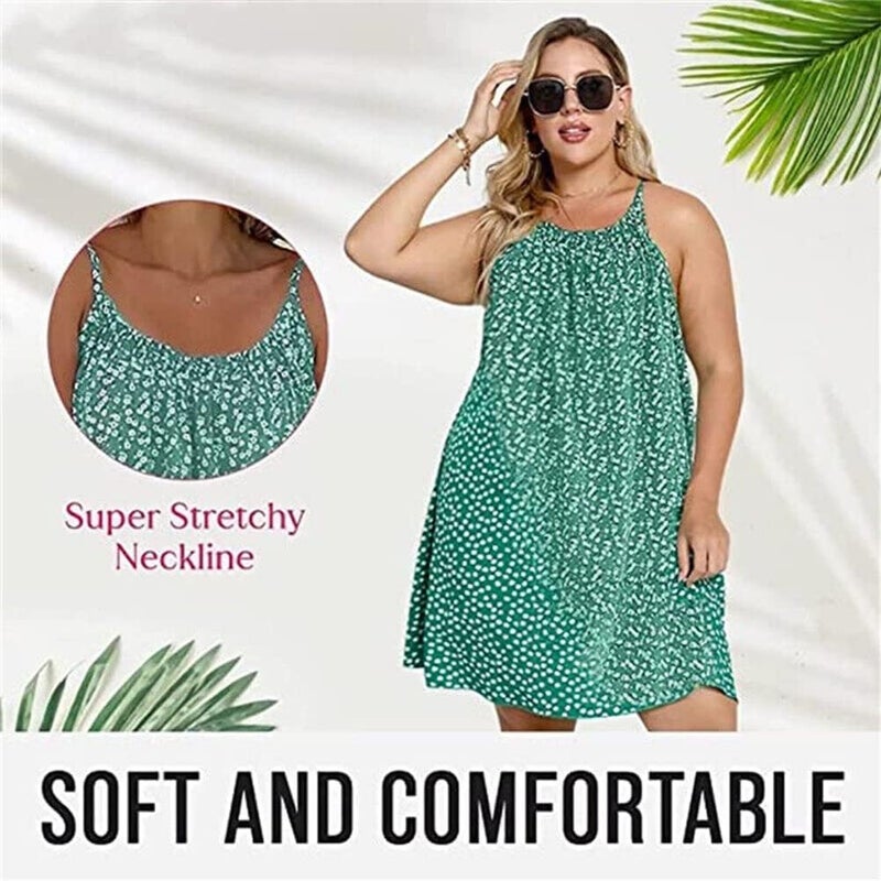 woobles CamiBloom - Floral Printed Camisole Dress Womens Summer Loose-Fit Sleeveless Ruffle Flowy Beach Mini Dress Grey S - Image 4