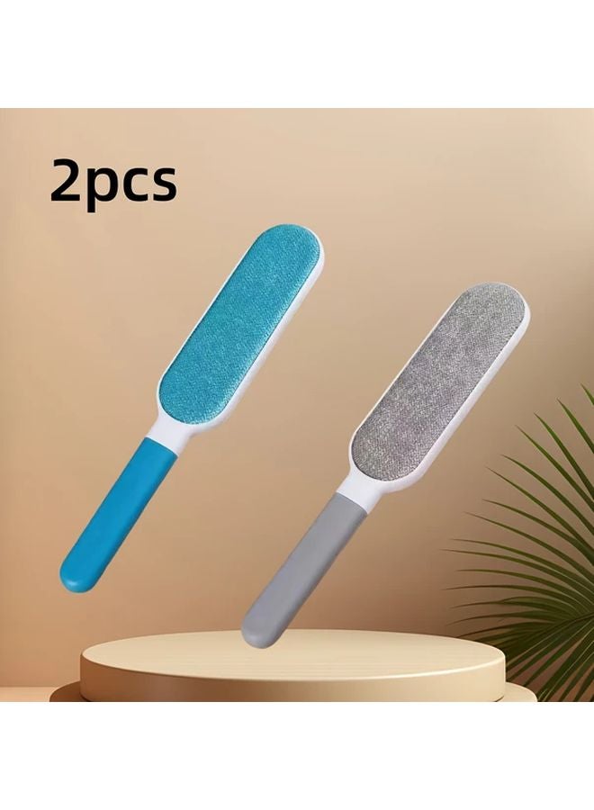 2pcs Gray Blue Static Lint Remover For Pet Hair On Clothes Furniture Car Seats - Image 1