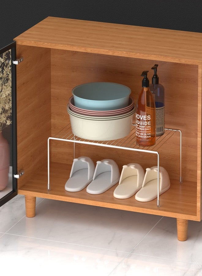 iPEGTOP Set of 2 Kitchen Cabinet Shelf Organizer, Medium (13 x 9.4 Inch) Bathroom Cabinet Organization Wire Shelf Rack, Rustproof Storage Space Saver Shelves for Countertops Pantries Utensils - Image 5